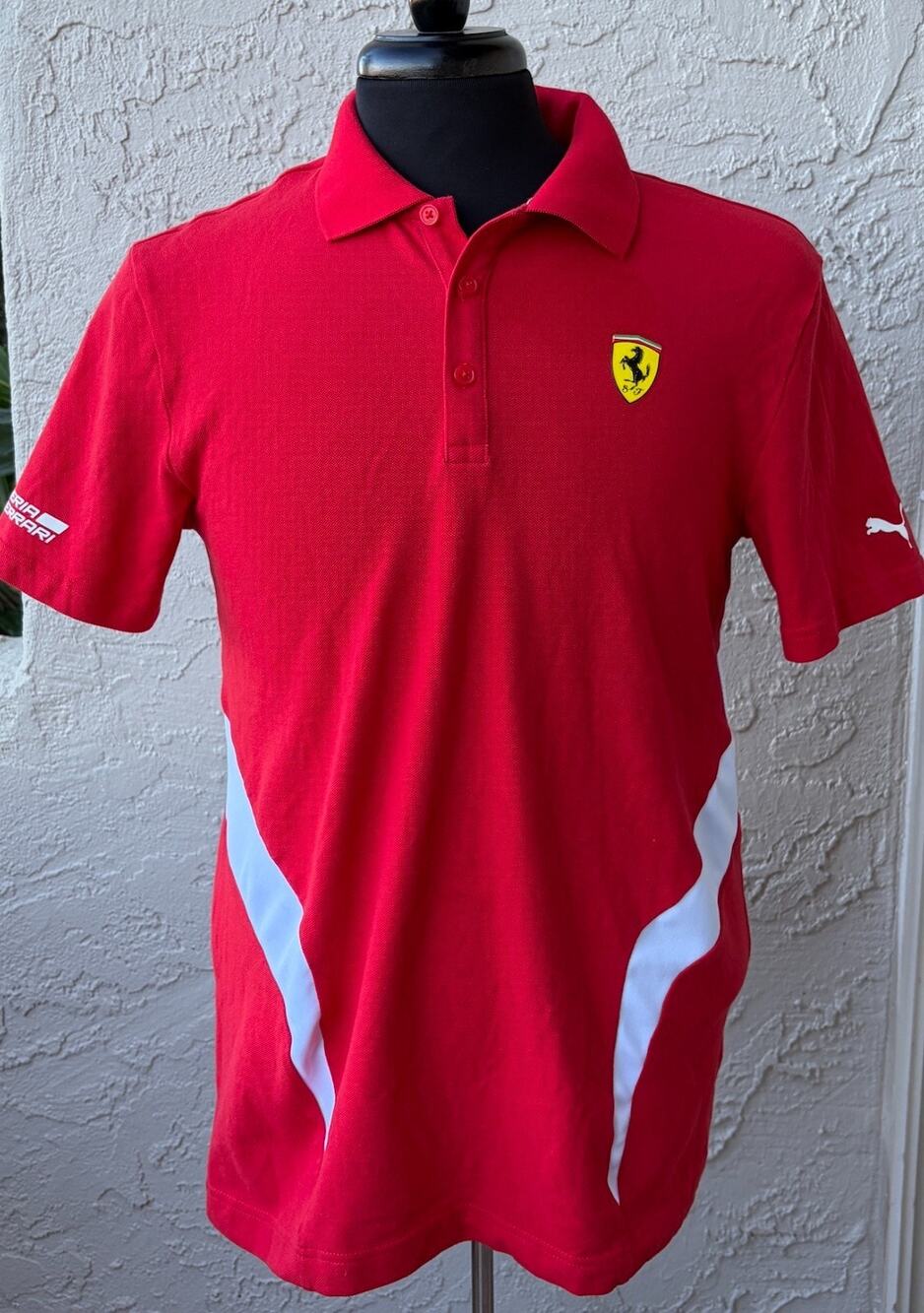 Scuderia Ferrari Polo Puma Shirt Mens Medium Red Short Sleeve